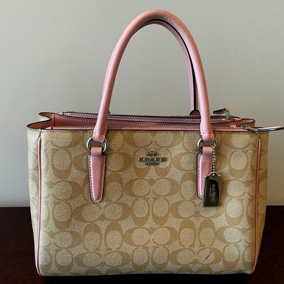Coach Leather Pink and Cream Satchel Tote - Picture 1 of 5